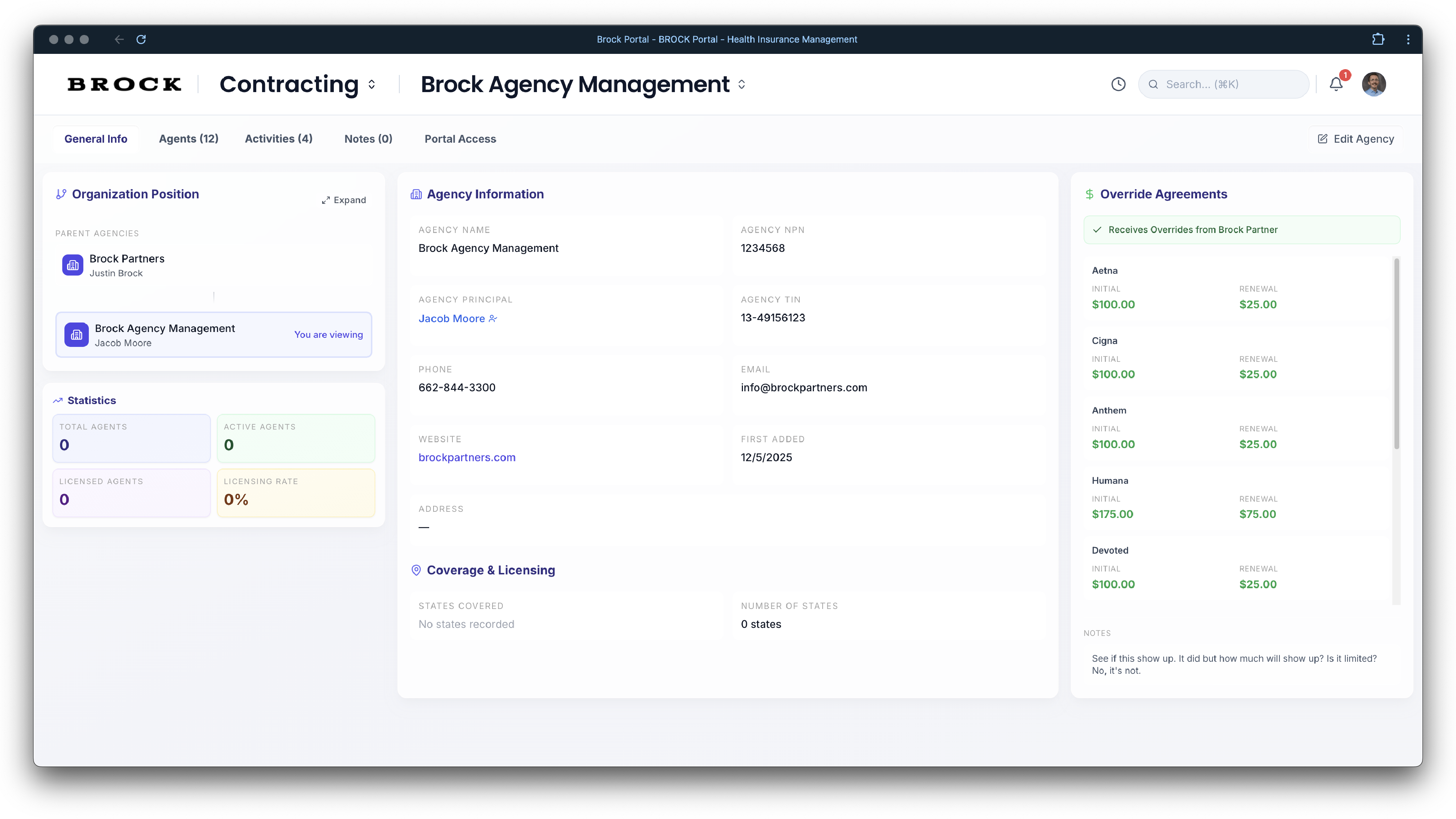 Brock Portal - Agency Dashboard
